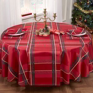 Plaid Damask Round Table Cloth 228cm - Red
