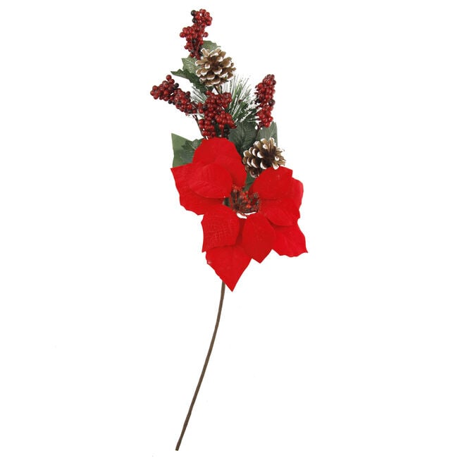 Christmas Berry & Poinsettia Pick