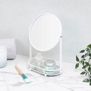 Vanity Mirror With Storage Tray White