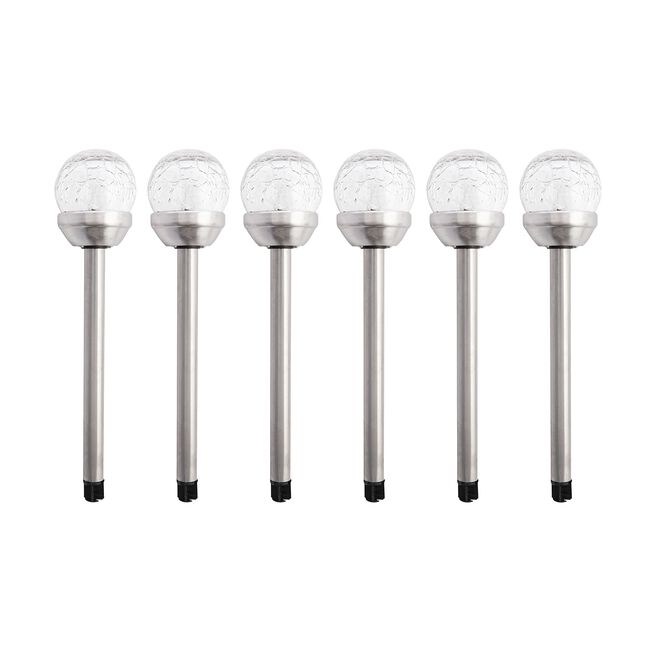 6 Mini Crackle Ball Post Solar Garden Lights