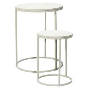 White Marble Effect Side Table Set of 2