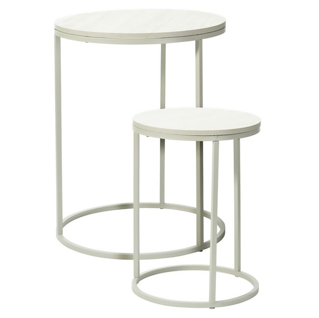 White Marble Effect Side Table Set of 2