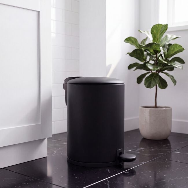 SILVIE MATT BLACK 3L SOFT CLOSE BATHROOM Bin