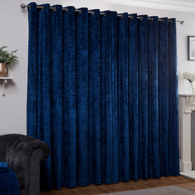 BLACKOUT&THERMAL CRUSHED VELVET NAVY 66x72 Curtain
