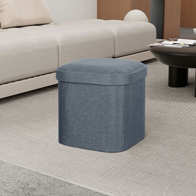 OVAL LINEN FOLDABLE SMALL Slate Ottoman