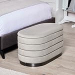 LARGE OVAL GREY VELVET Ottoman