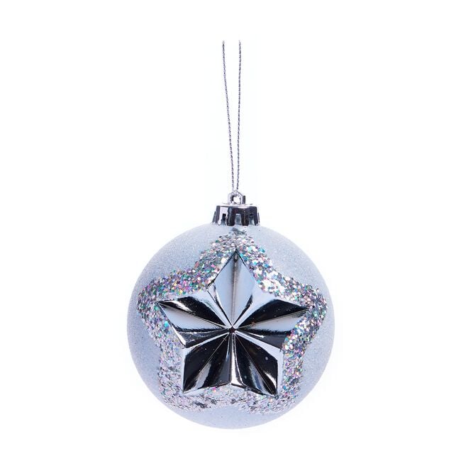 6 Pack Blue Luxury Christmas Bauble Set 