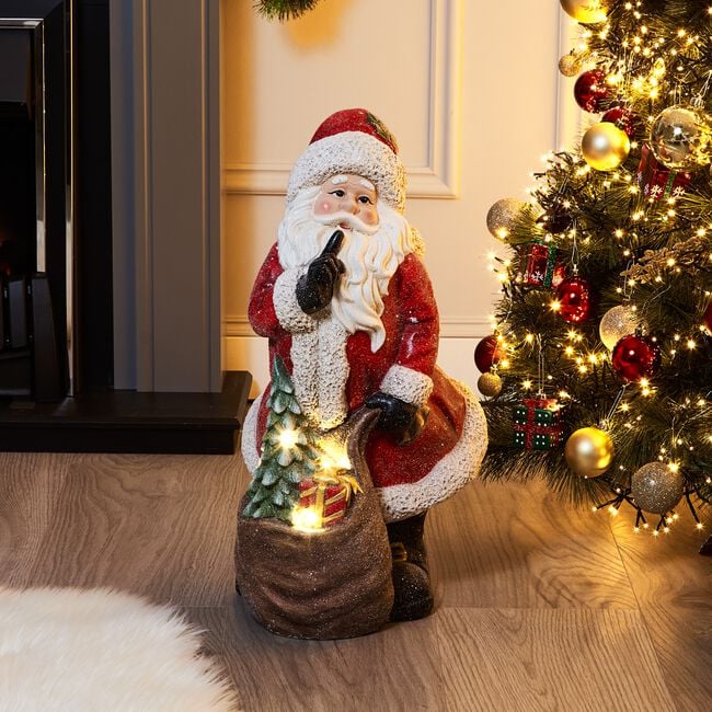 Santa with Presents Light Up Porch Decoration