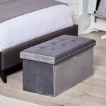 Velvet Foldable Large Charcoal Ottoman