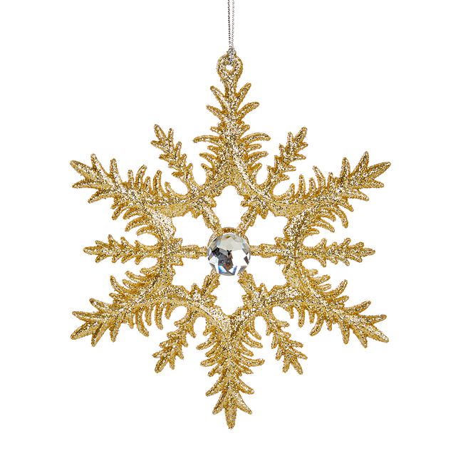 12cm Assorted Gold Glitter Snowflake