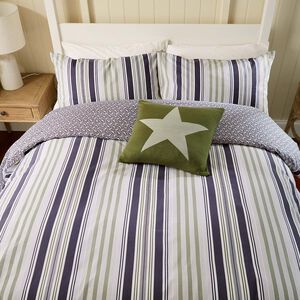 KING SIZE DUVET COVER Beach House Stripe Green / Slate