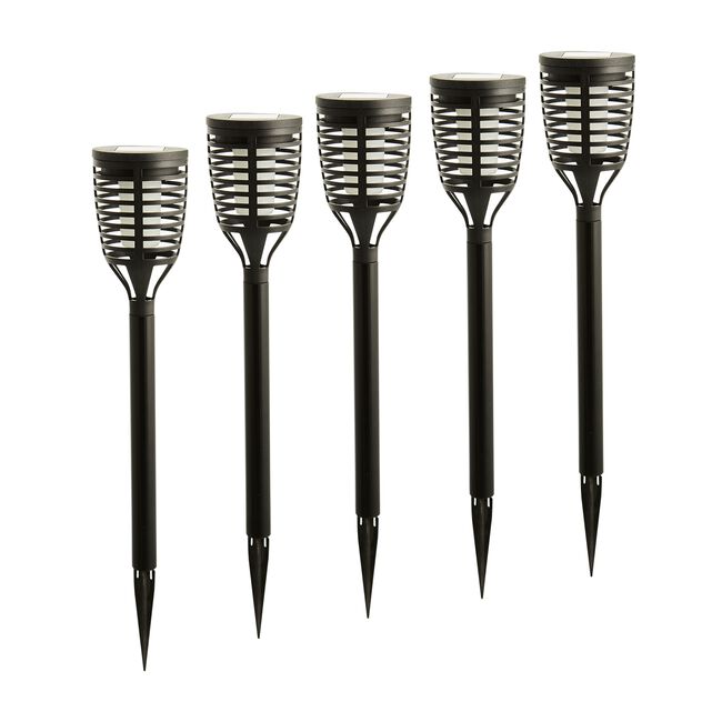 Set of 5 Dancing Flame Solar Post Lights
