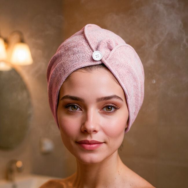 NICOLE DAY FLEECE PINK Hair Turban