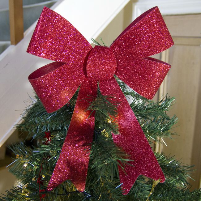 Jumbo Glitter Bow Christmas Tree Topper