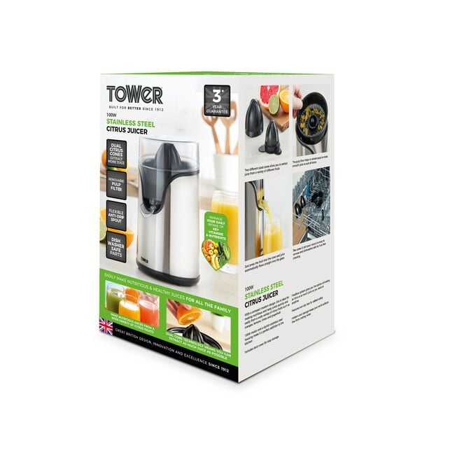 Tower Stainless Steel 100W Citrus Juicer