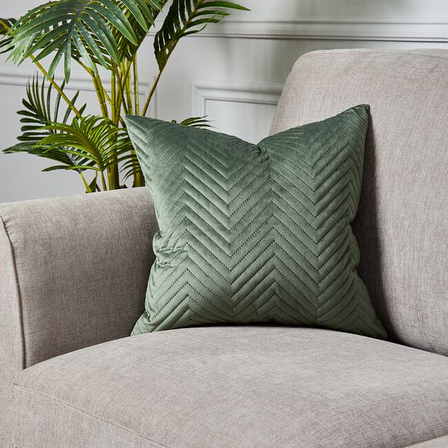 TRIANGLE STITCH BOTTLE GREEN 45x45 Cushion