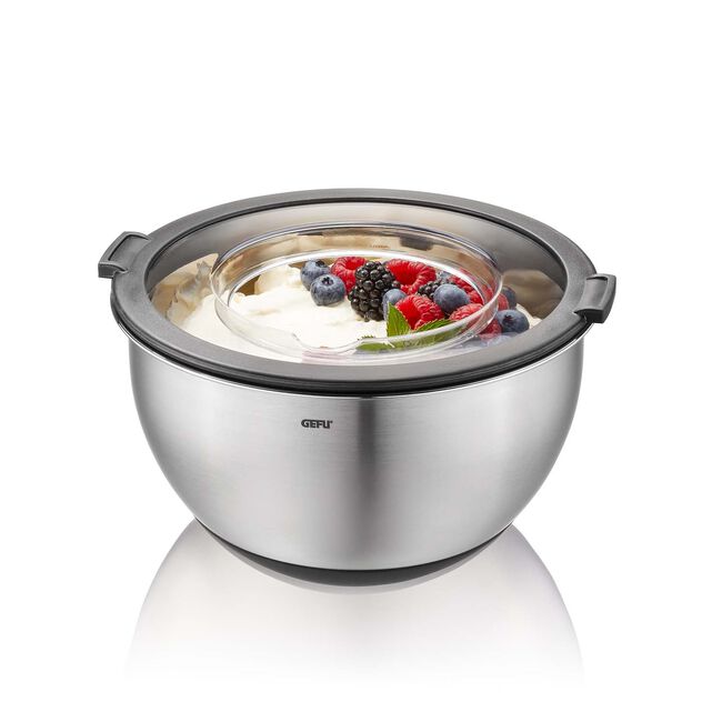 Gefo Muovo 2 Steel Bowls with Splash Guard Lid