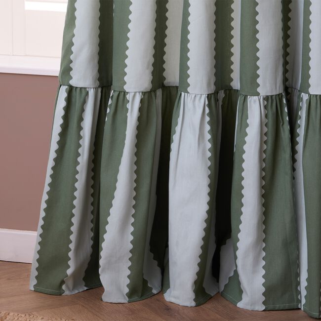 BIRDIE STRIPE BAY GREEN/MIST PENCIL PLEAT 168X229 Curtain