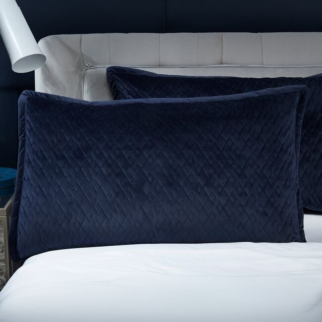 Quilted Hotel Velvet Pillowshams 50 x 75cm - Navy