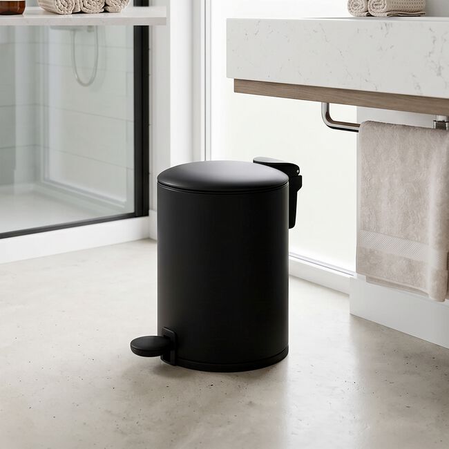 SILVIE MATT BLACK 3L SOFT CLOSE BATHROOM Bin