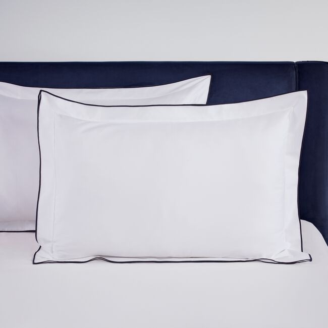 500 TC Contrast Pipe Oxford Pillowcase Pair - Navy