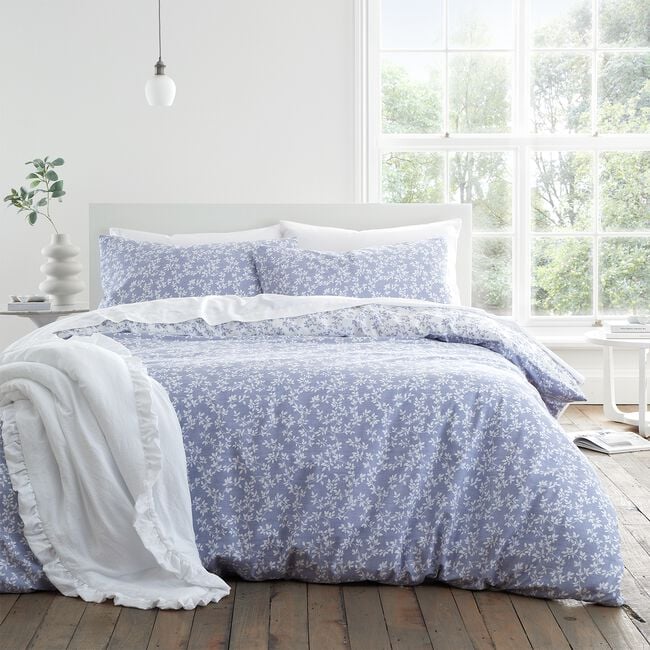 BIANCA SINGLE DUVET COVER Shadow Leaves Blue