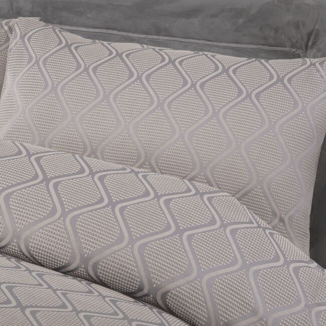 SUPER KING DUVET COVER Trellis Waffle Jacquard Silver