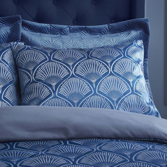 CATHERINE LANSFIELD DOUBLE DUVET COVER Art Deco Pearl Navy 