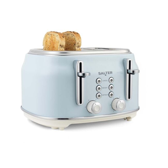 SALTER RETRO BLUE CURVED BODY 4 Slice Toaster