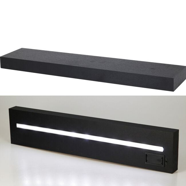 LED BATTERY OPERATED Wall Shelf Black