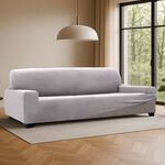 REGAL MILLS EASYSTRETCH VELVET SILVER 4 Seater Sofa Cover