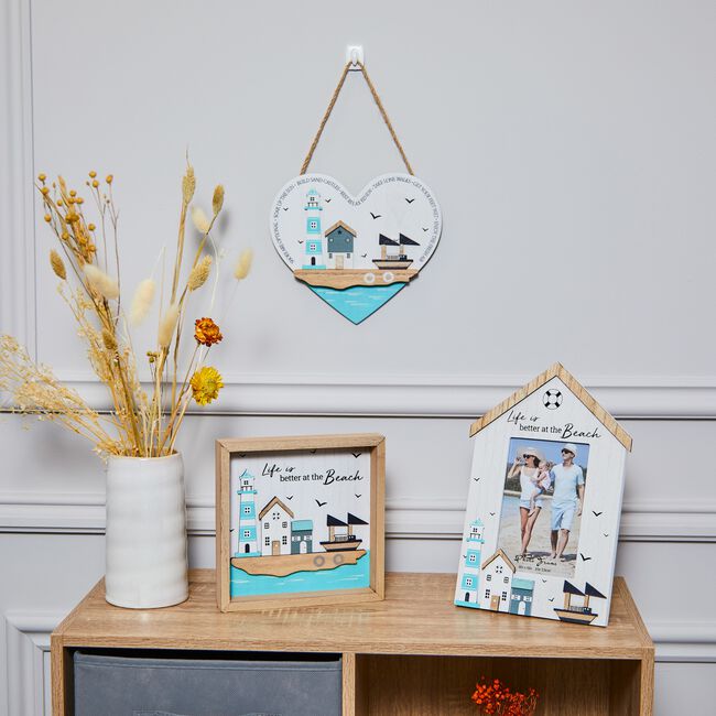 Seaside Wooden Plaque Heart