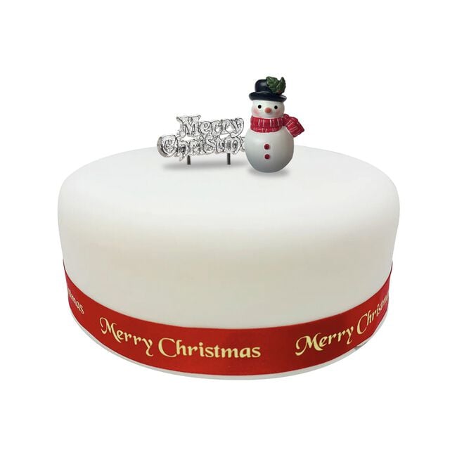 Snowman with Lamp & Merry Christmas Cake Topper