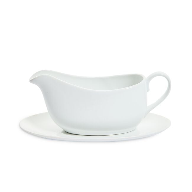Abney & Croft White Gravy Boat with Stand