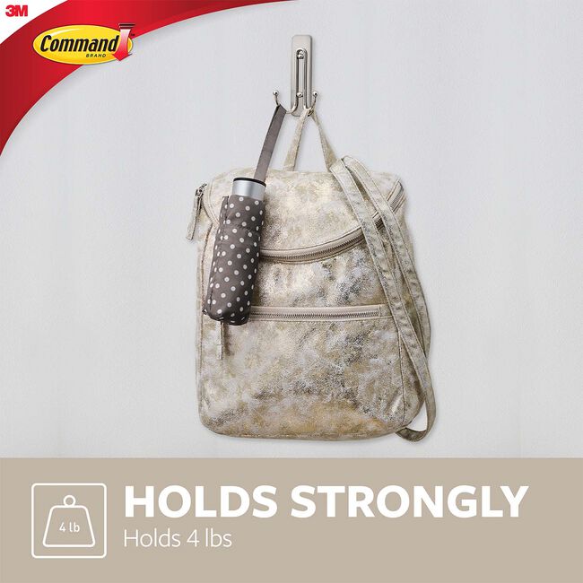 Command™ Large Brushed Nickel Double Hook