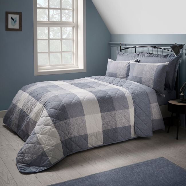 Brushed Cotton Simon Bedspread 200 x 220cm - Blue