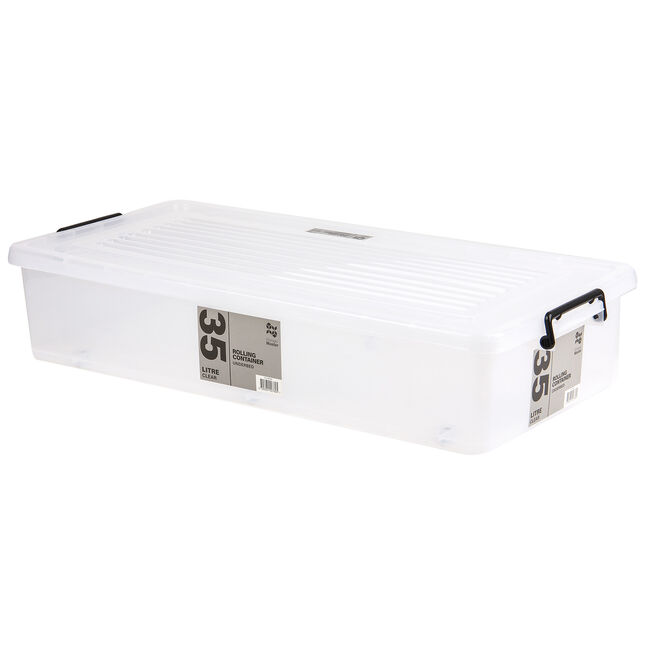 35L Rolling Underbed Storage Box w/Lid Clear