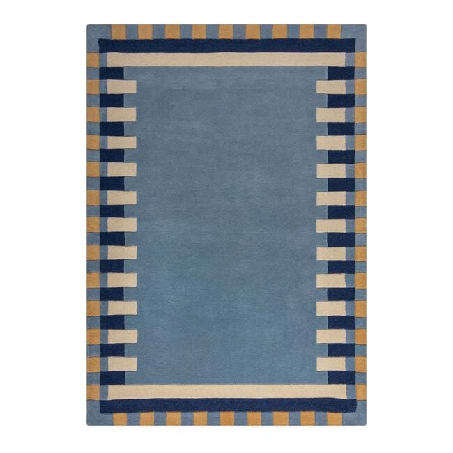 KAI WOOL BORDER BLUE/ YELLOW 120X170cm Rug