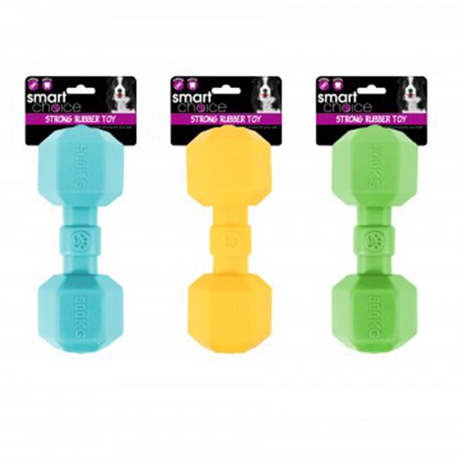 Rubber Dumbbell Dog Toy With Squeak