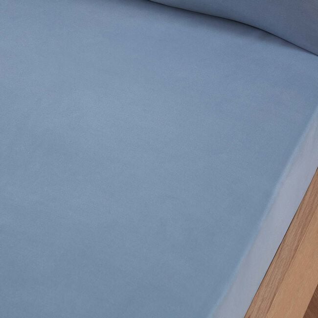 DOUBLE FITTED SHEET Brushed Cotton Twill Denim