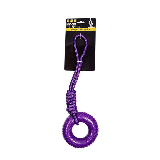 Ring Toy With Rope Handle & Squeaker - Assorted