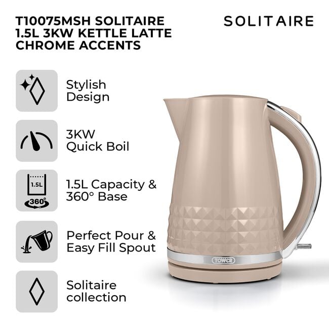 TOWER SOLITAIRE BEIGE 1.5L Kettle