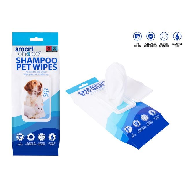 Pet Shampoo Wipes - 40 Pack