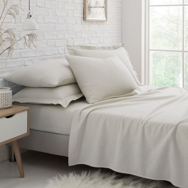 DOUBLE FITTED SHEET Brushed Cotton Cream 