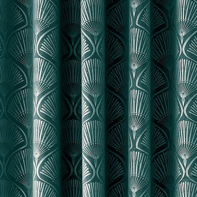 CATHERINE LANSFIELD ART DECO PEARL TEAL 66X72 Curtains