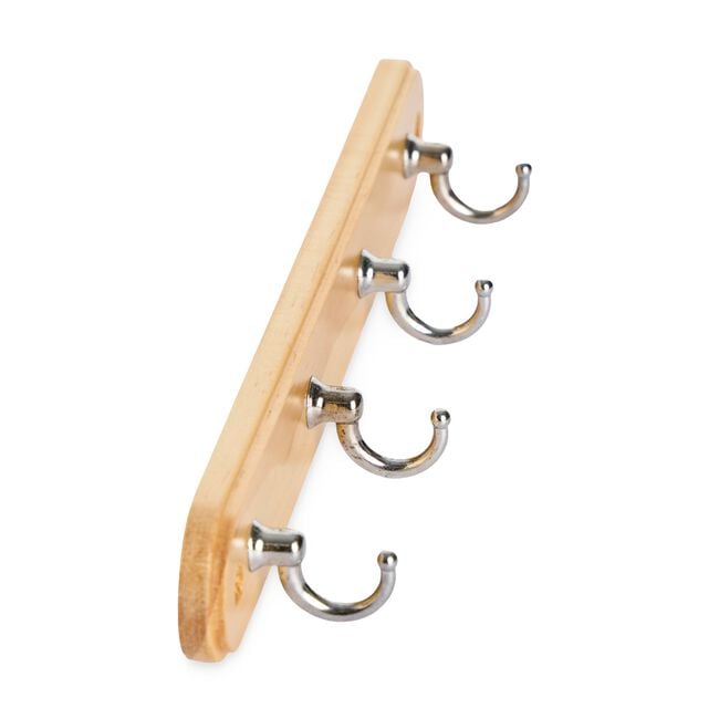 4 Round Hook Wooden Coat Rack Pine
