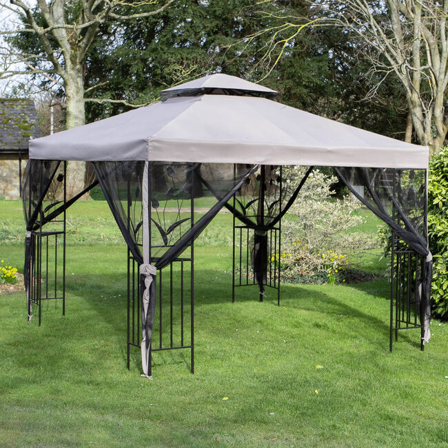 Havana Steel Gazebo with Mesh Curtain 3M x 3M