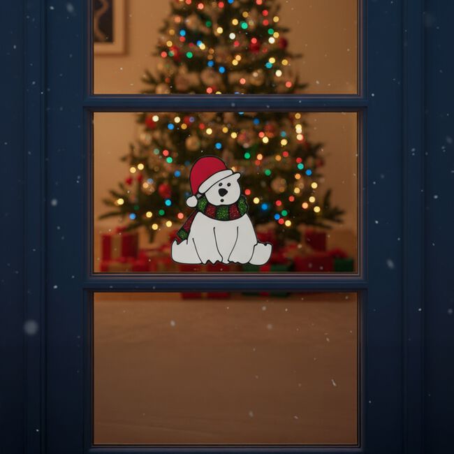 Merry Christmas Window Sticker - Polar Bear 