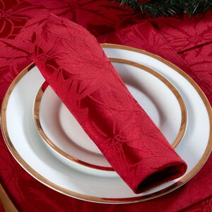 Poinsettia Damask Red Napkins - 4 Pack