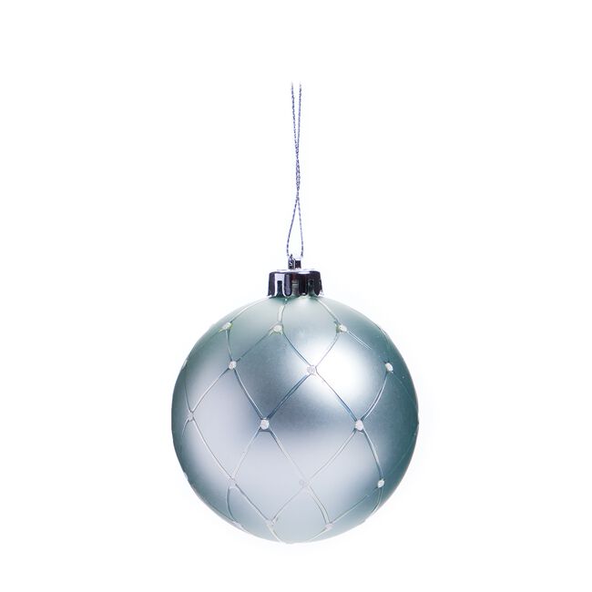 6 Pack Blue Luxury Christmas Bauble Set 